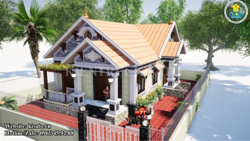 Phối cảnh 3D mẫu nhà cấp 4 đẹp mái Thái vạn người mê tại Quảng Bình