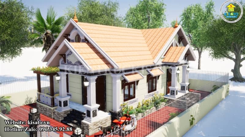 Phối cảnh 3D nhà cấp 4  mái Thái vạn người mê tại Quảng Bình