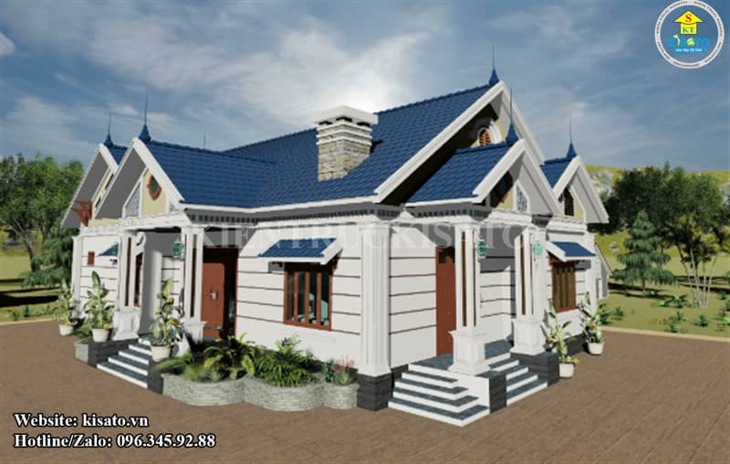 Phối cảnh 3D nhà vườn mái Thái 5 phòng ngủ tại Sơn La.