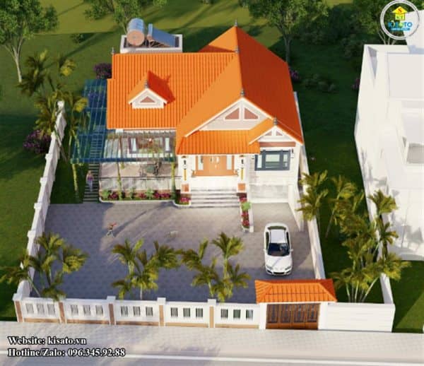 Phối cảnh 3D nhà mái Thái 3 phòng ngủ tại Quảng Ninh.
