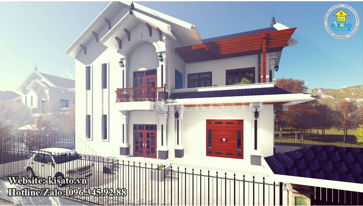 Phối cảnh 3D mẫu biệt thự 2 tầng mái Thái quốc dân tại Thanh Hóa
