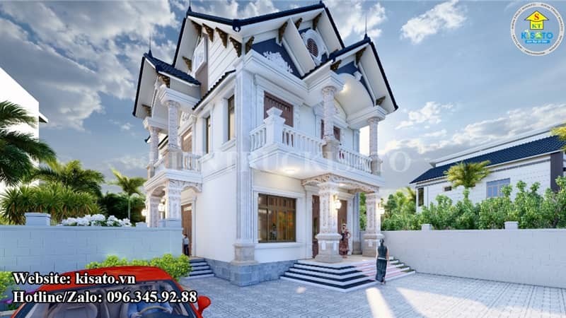 Phối cảnh 3D mẫu biệt thự 2 tầng mái Thái đẹp