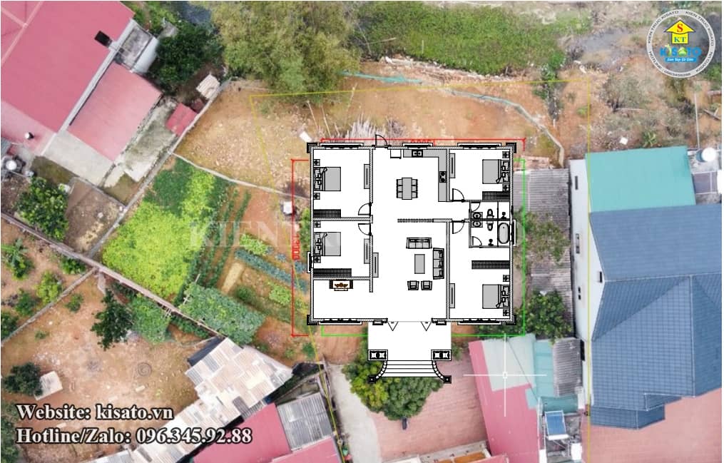 Mặt bằng định vị khu đất ban đầu dùng cho thi công mẫu nhà tại Bắc Giang