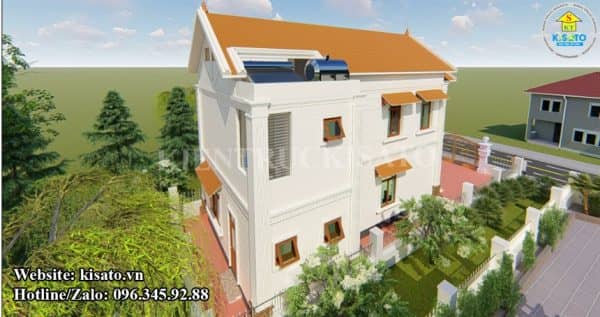 Phối cảnh 3D mẫu biệt thự 2 tầng mái Thái tân cổ điển đẹp