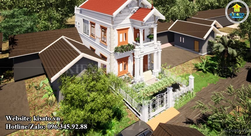 Phối cảnh 3D mẫu biệt thự tân cổ điển mái Thái