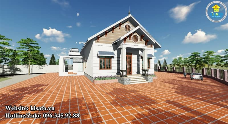 Phối cảnh 3D mẫu nhà cấp 4 mái Thái đẹp hiện đại