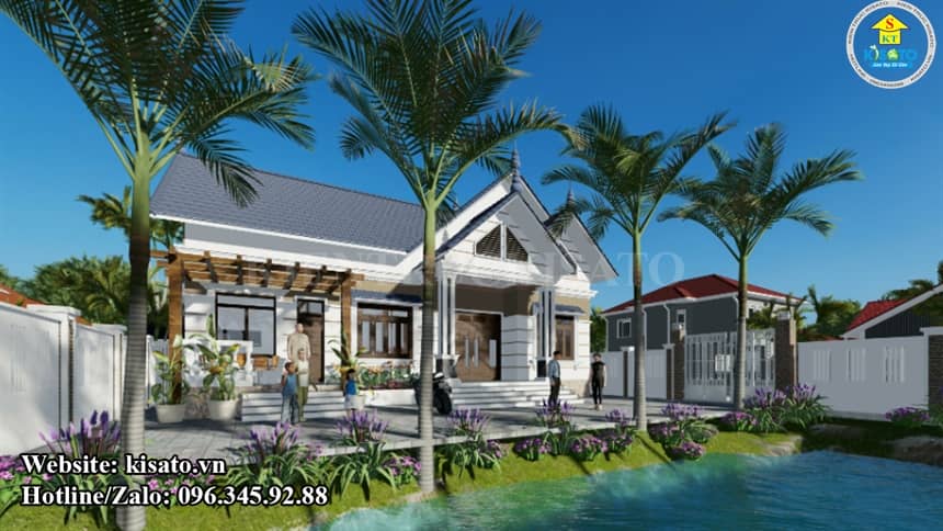 Phối cảnh 3D mẫu nhà cấp 4 đẹp hiện đại mái Thái