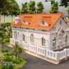 Phối cảnh 3D mẫu nhà vườn tân cổ điển mái Thái