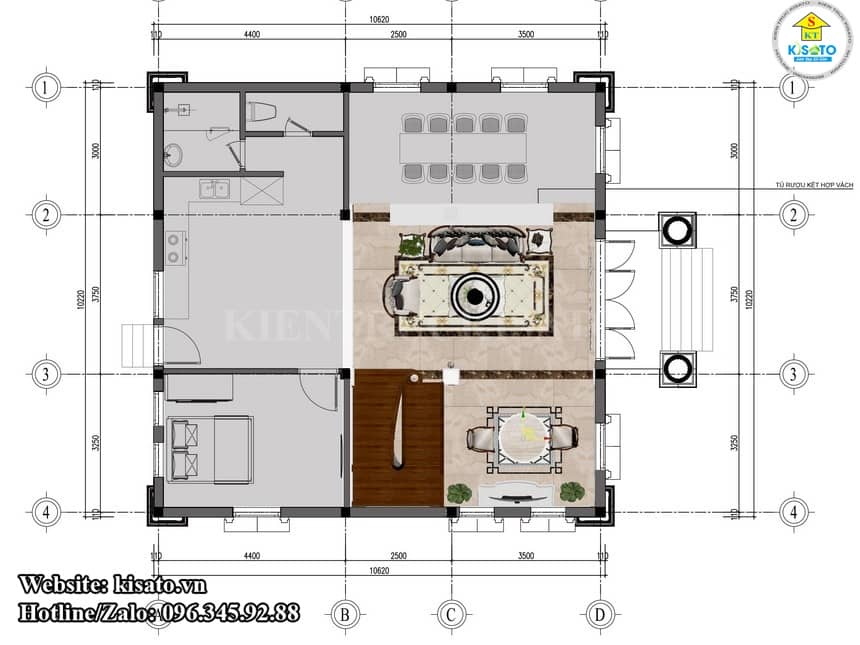 Mặt bằng 2D mẫu nội thất tân cổ điển