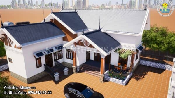 Phối cảnh 3D nhà cấp 4 mái Thái mang đậm nét truyền thống tại Phú Thọ