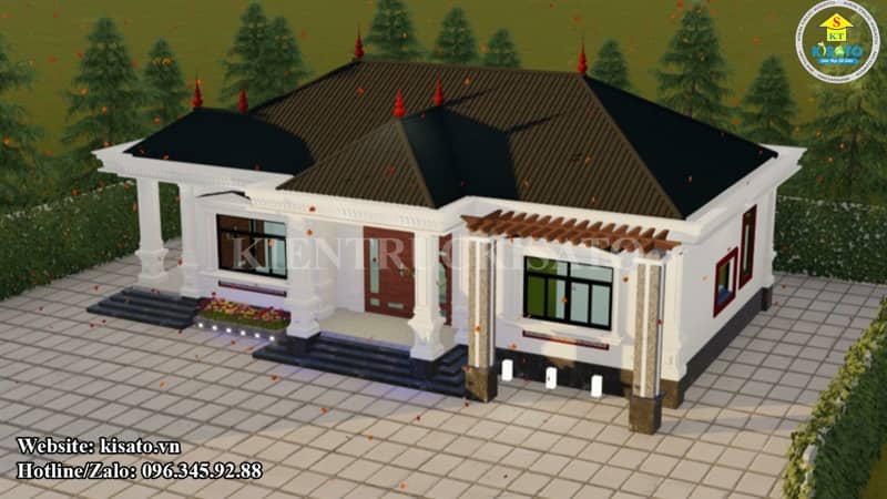 Phối cảnh 3D nhà cấp 4 mái Nhật đầy đủ tiện nghi tại Lào Cai