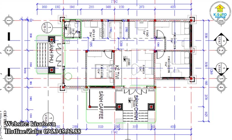 Mặt bằng công năng mẫu nhà cấp 4 mái Thái