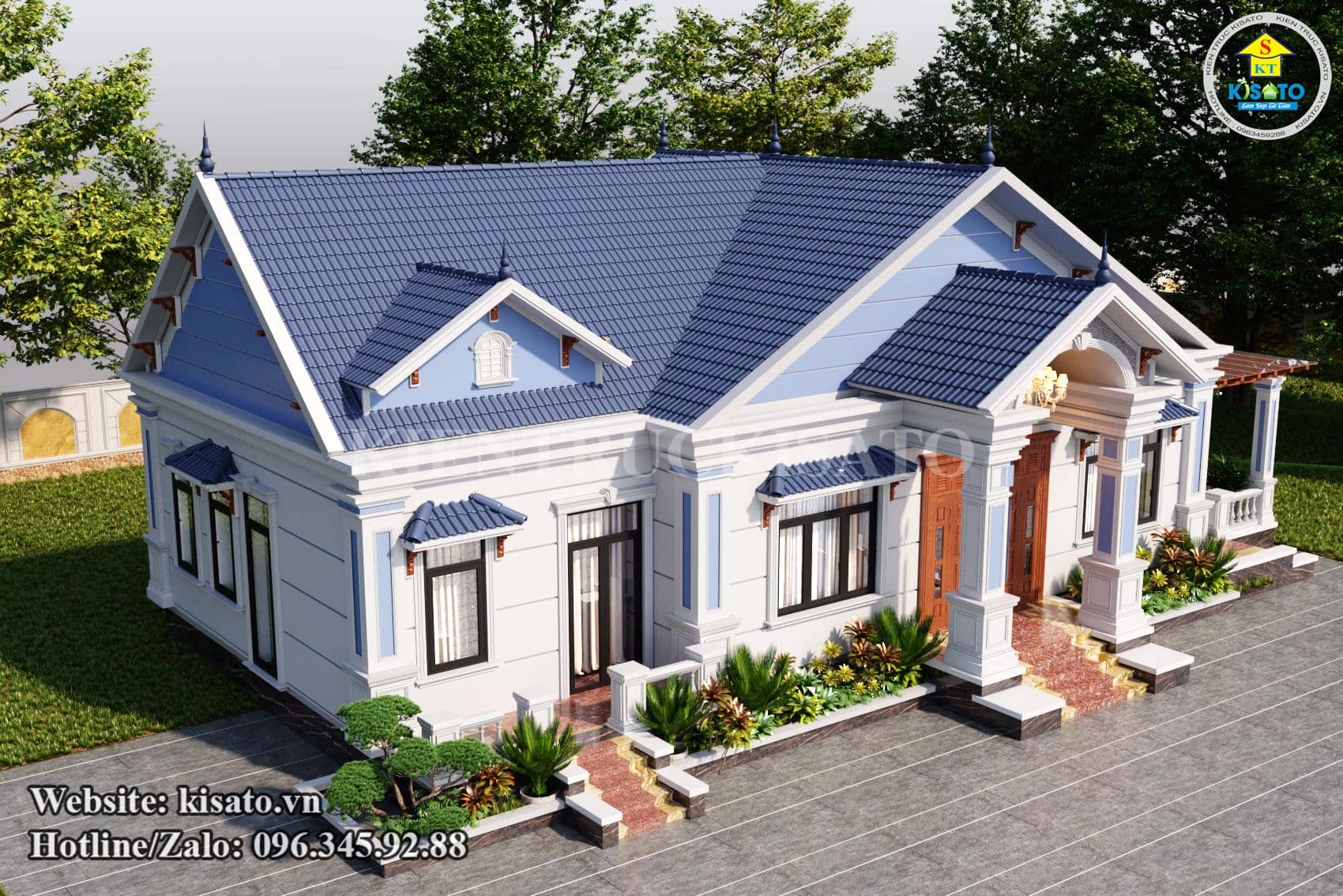 Phối cảnh 3D mẫu nhà cấp 4 tân cổ điển đẹp đáng tham khảo nhất năm tại Phú Thọ