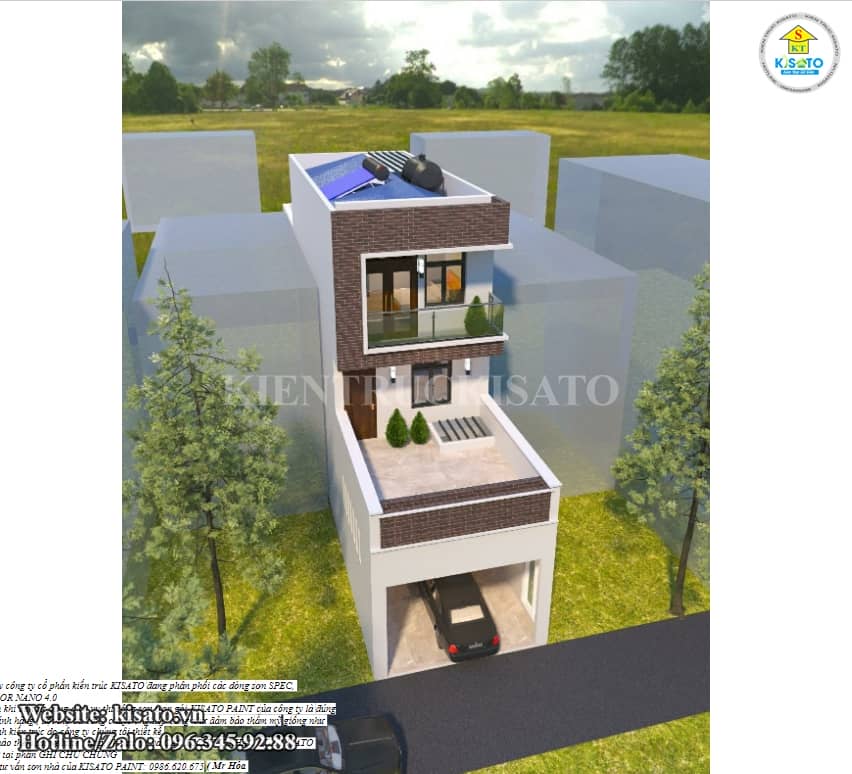 Phối cảnh 3D mẫu nhà ống 2 tầng hiện đại độc đáo tại Yên Dũng - Bắc Giang