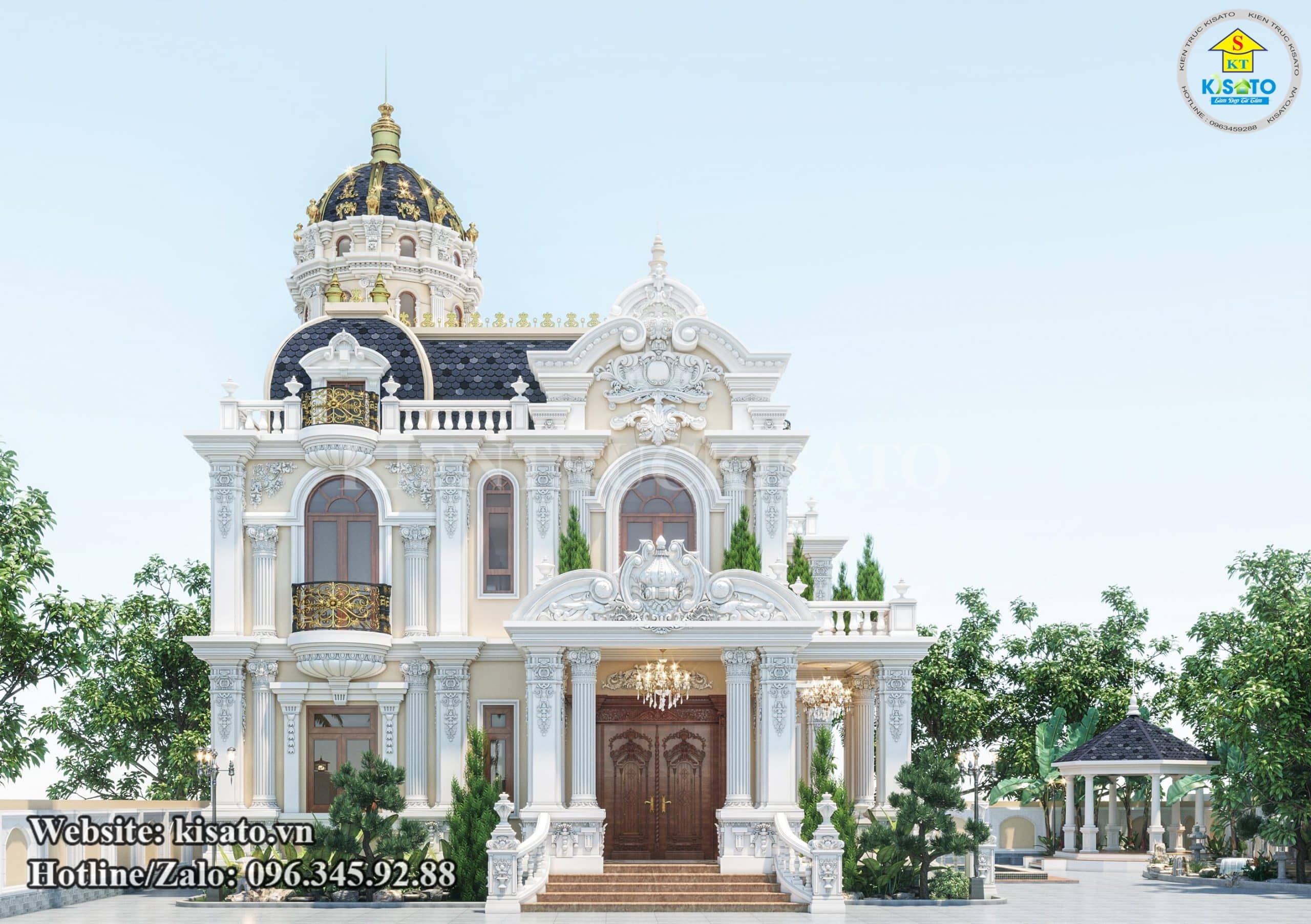 Phối cảnh 3D mẫu biệt thự lâu đài tân cổ điển 2 tầng đẳng cấp bậc nhất tại TP Vũng Tàu