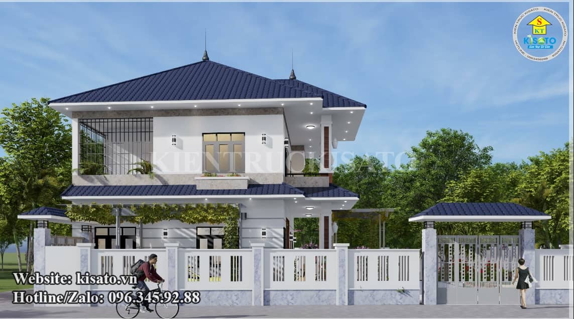 Phối cảnh 3D mẫu biệt thự 2 tầng mái Nhật đẹp tại Thanh Hóa