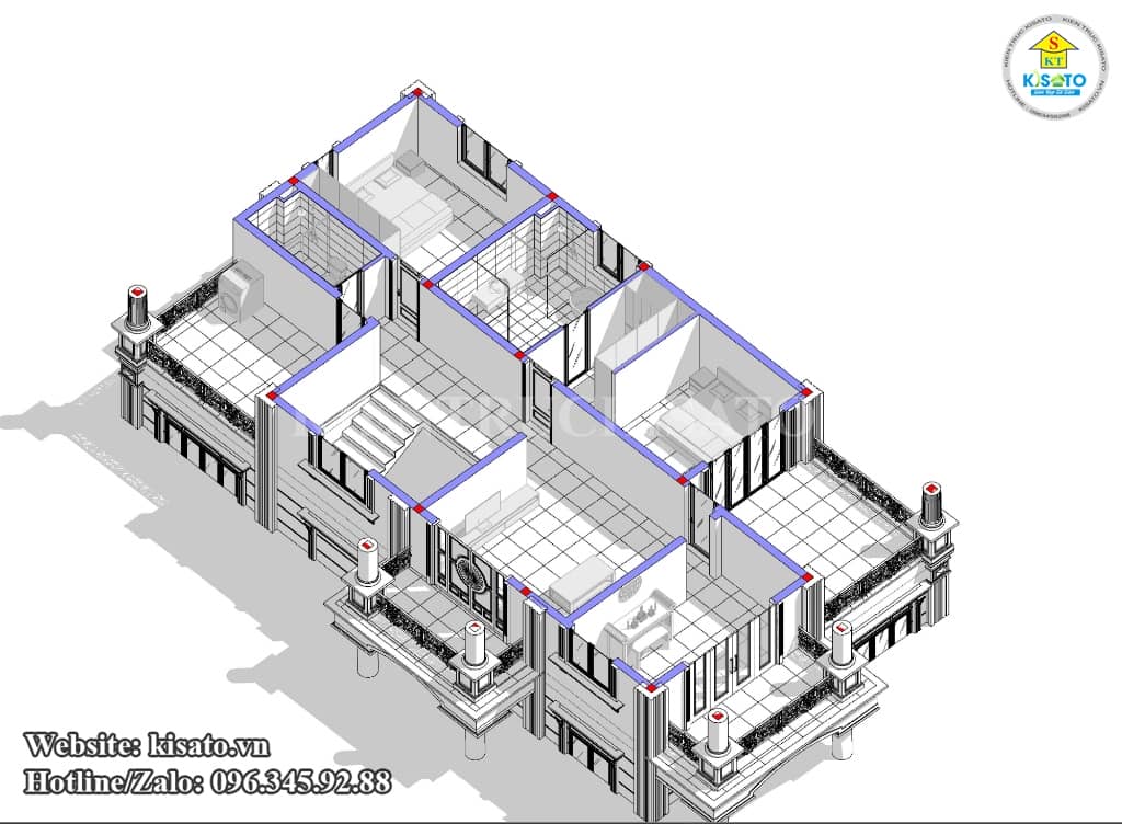 Công năng sử dụng tầng 2 mẫu biệt thự 2 tầng mái Nhật tại Long An