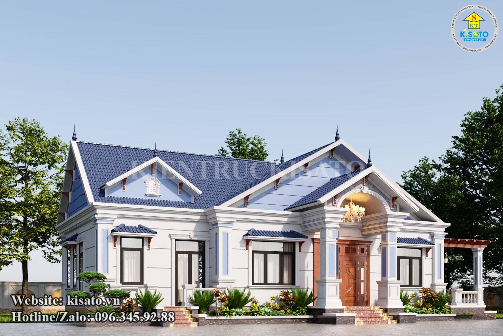 Phối cảnh 3D mẫu nhà cấp 4 tân cổ điển đẹp đáng tham khảo nhất năm tại Phú Thọ