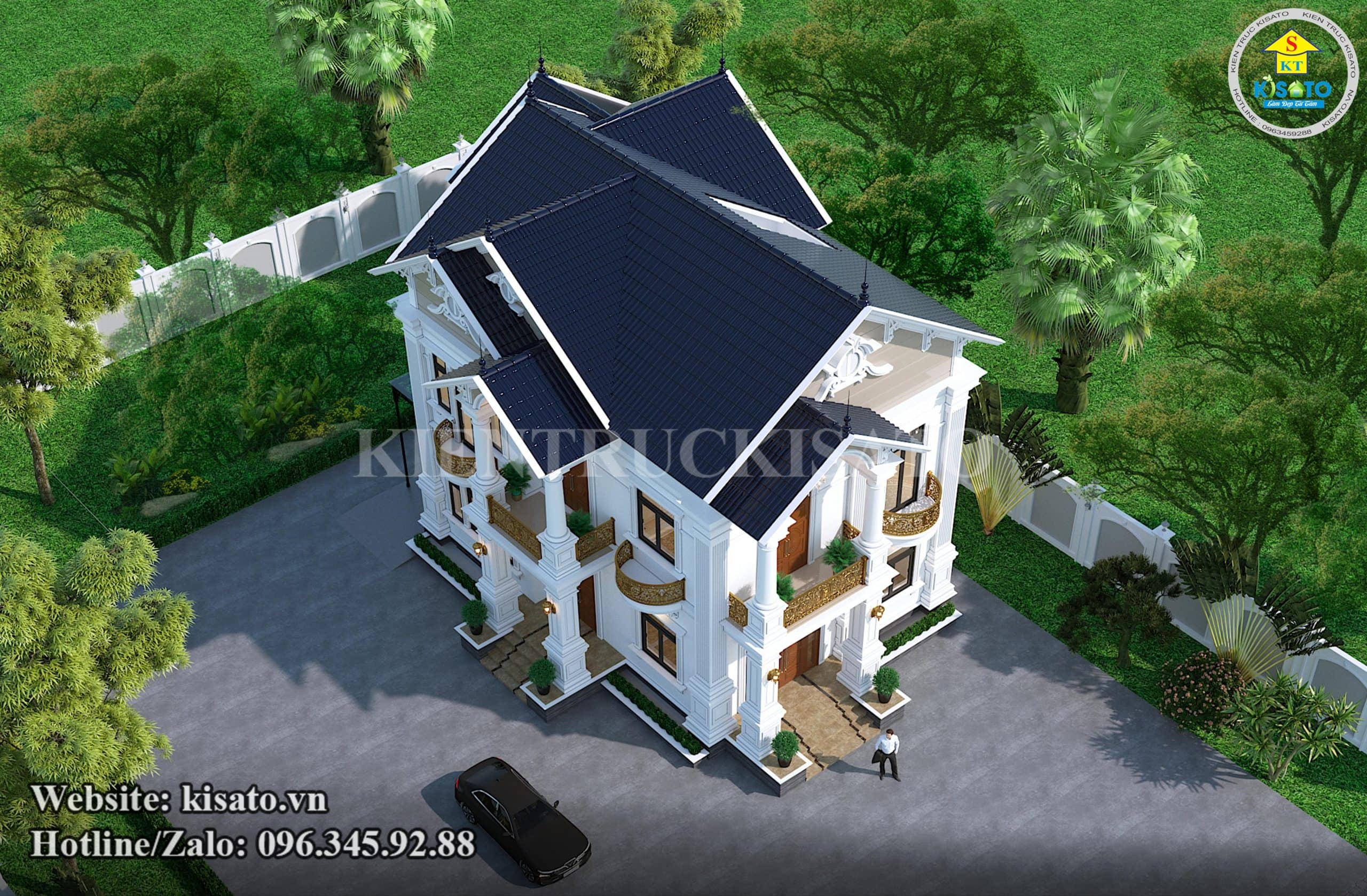 Phối cảnh 3D mẫu biệt thự 2 tầng tân cổ điển đẳng cấp bậc nhất tại Đắk Nông