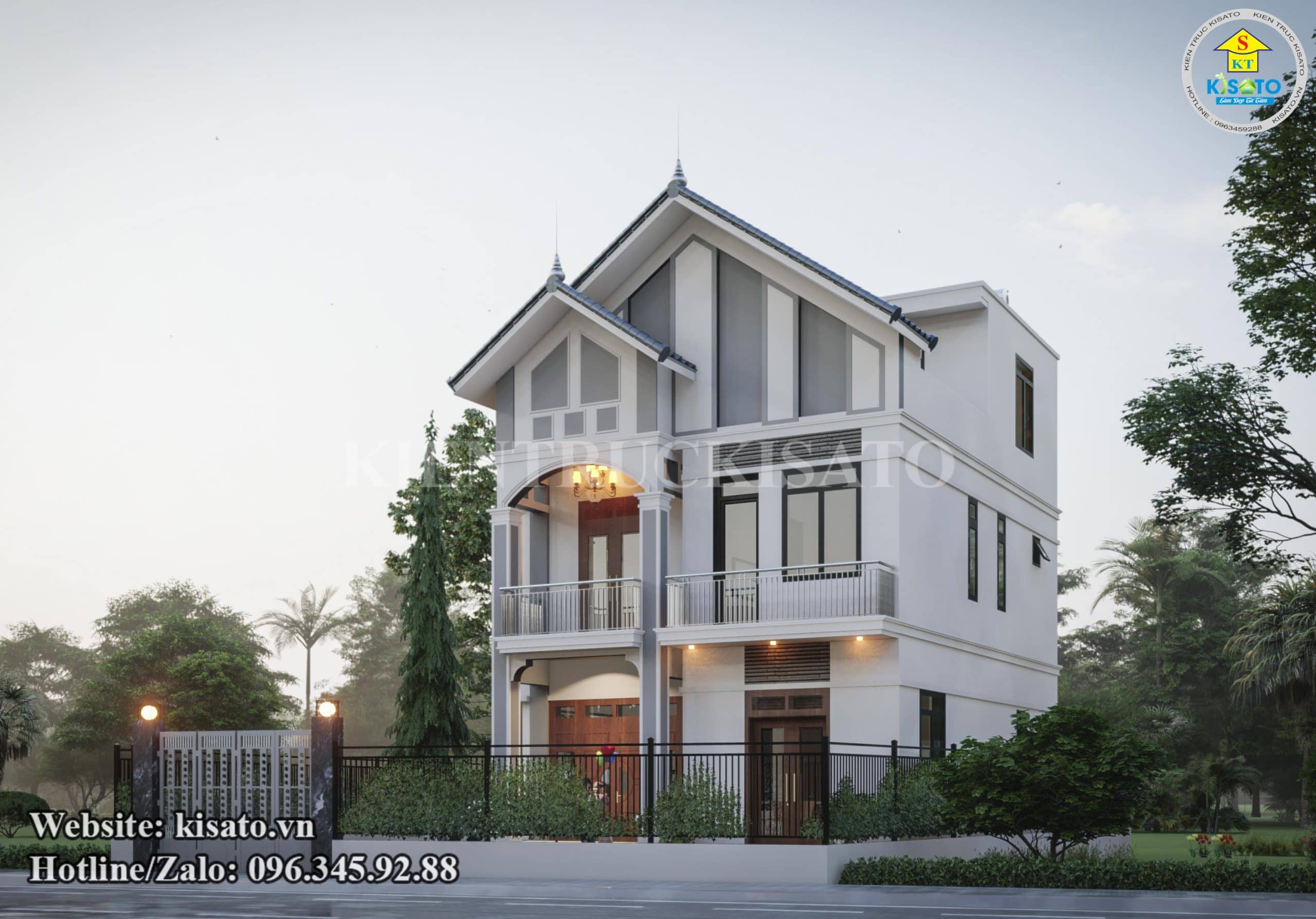 Phối cảnh 3D mẫu biệt thự 2 tầng hiện đại sang trọng tại Hà Nội 