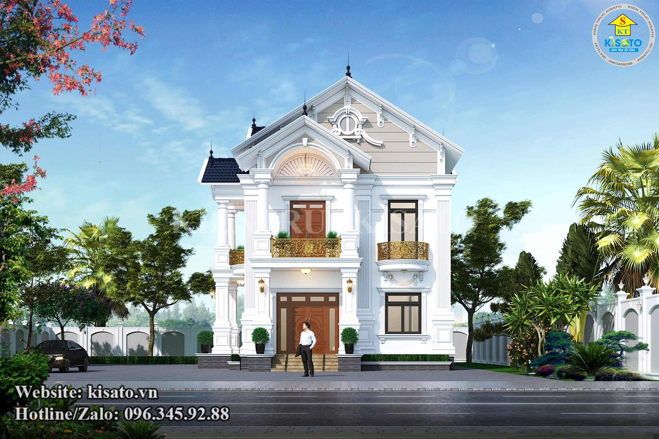 Phối cảnh 3D mẫu biệt thự 2 tầng tân cổ điển đẳng cấp bậc nhất tại Đắk Nông