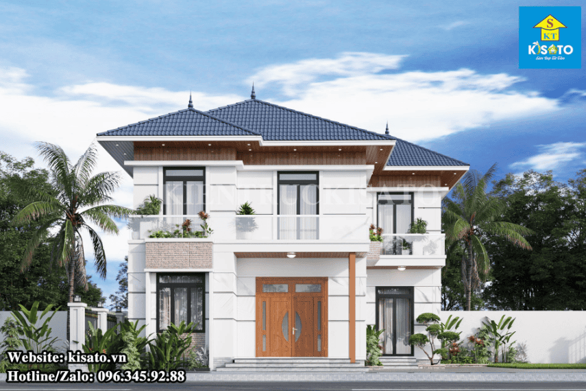 Phối cảnh 3D biệt thự 2 tầng mái Nhật đẹp sang chảnh tại Lào Cai