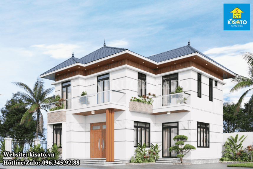 Phối cảnh 3D biệt thự 2 tầng mái Nhật đẹp sang chảnh tại Lào Cai