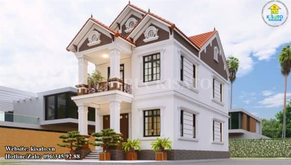 Phối cảnh 3D biệt thự 2 tầng mái Thái tân cổ điển đón đầu xu hướng tại Hải Phòng