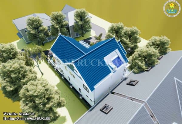 Phối cảnh 3D biệt thự mái Thái 2 tầng kiệt tác sống sang tại Bình Dương