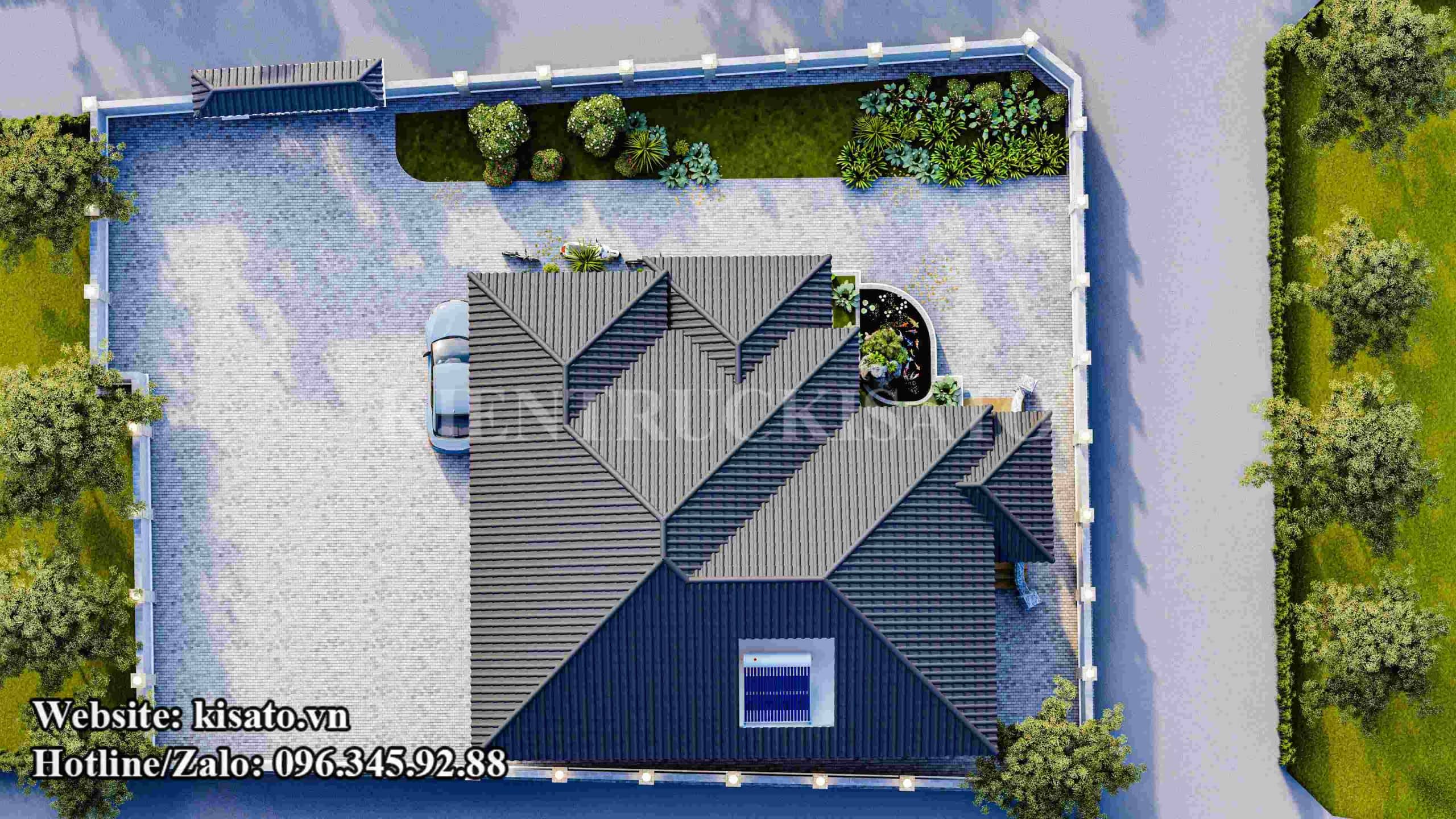 Mẫu thiết kế nhà cấp 4 mái Nhật đẹp tại Thanh Hóa nổi bật với không gian sân vườn được quy hoạch khoa học sạch sẽ