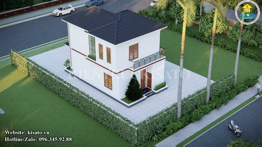 Phối cảnh 3D biệt thự mái Nhật 2 tầng hiện đại đẹp thanh lịch tại Bình Phước