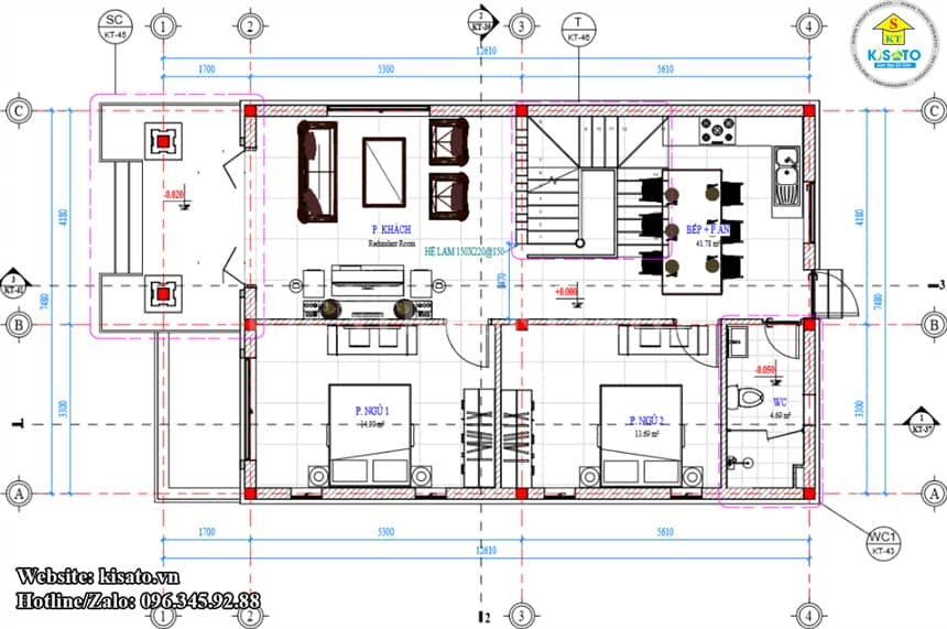 Mặt bằng công năng biệt thự 2 tầng mái Nhật vô cùng ấn tượng tại Thanh Hóa