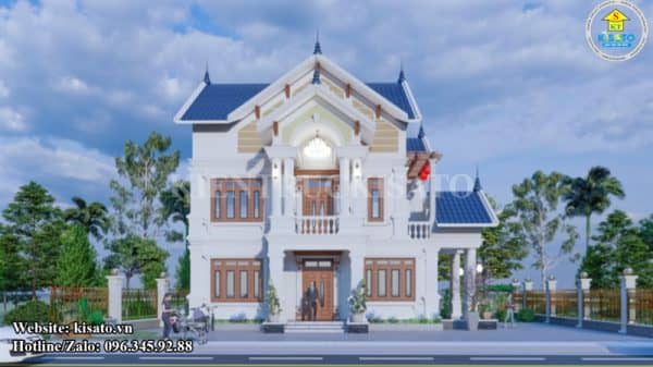 Phối cảnh 3D biệt thự mái Thái 2 tầng kiêu sa diễm lệ tại Hưng Yên