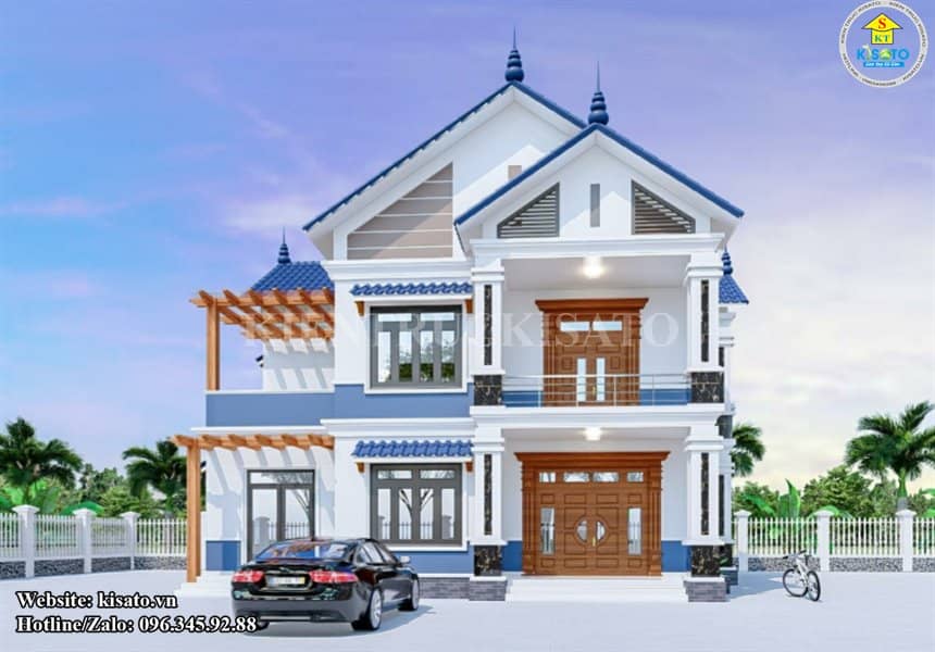 Phối cảnh 3D biệt thự 2 tầng mái Thái không gian nghỉ ngơi lý tưởng năm 2022
