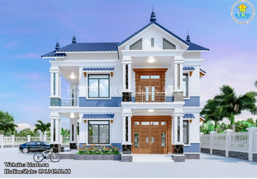 Phối cảnh 3D biệt thự 2 tầng mái Thái không gian nghỉ ngơi lý tưởng năm 2022