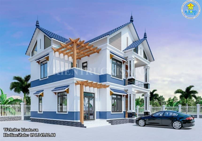 Phối cảnh 3D biệt thự 2 tầng mái Thái không gian nghỉ ngơi lý tưởng năm 2022