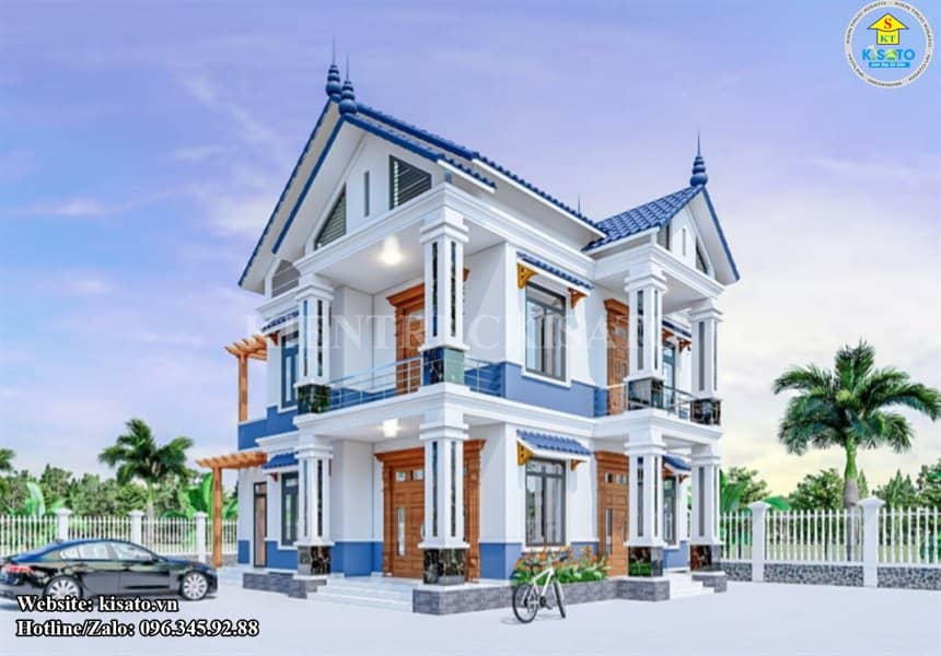 Phối cảnh 3D biệt thự 2 tầng mái Thái không gian nghỉ ngơi lý tưởng năm 2022