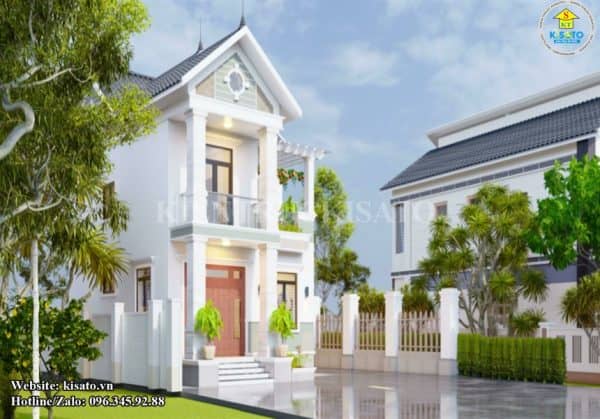 Phối cảnh 3D biệt thự 2 tầng mái Thái hiện đại tại Hà Nội
