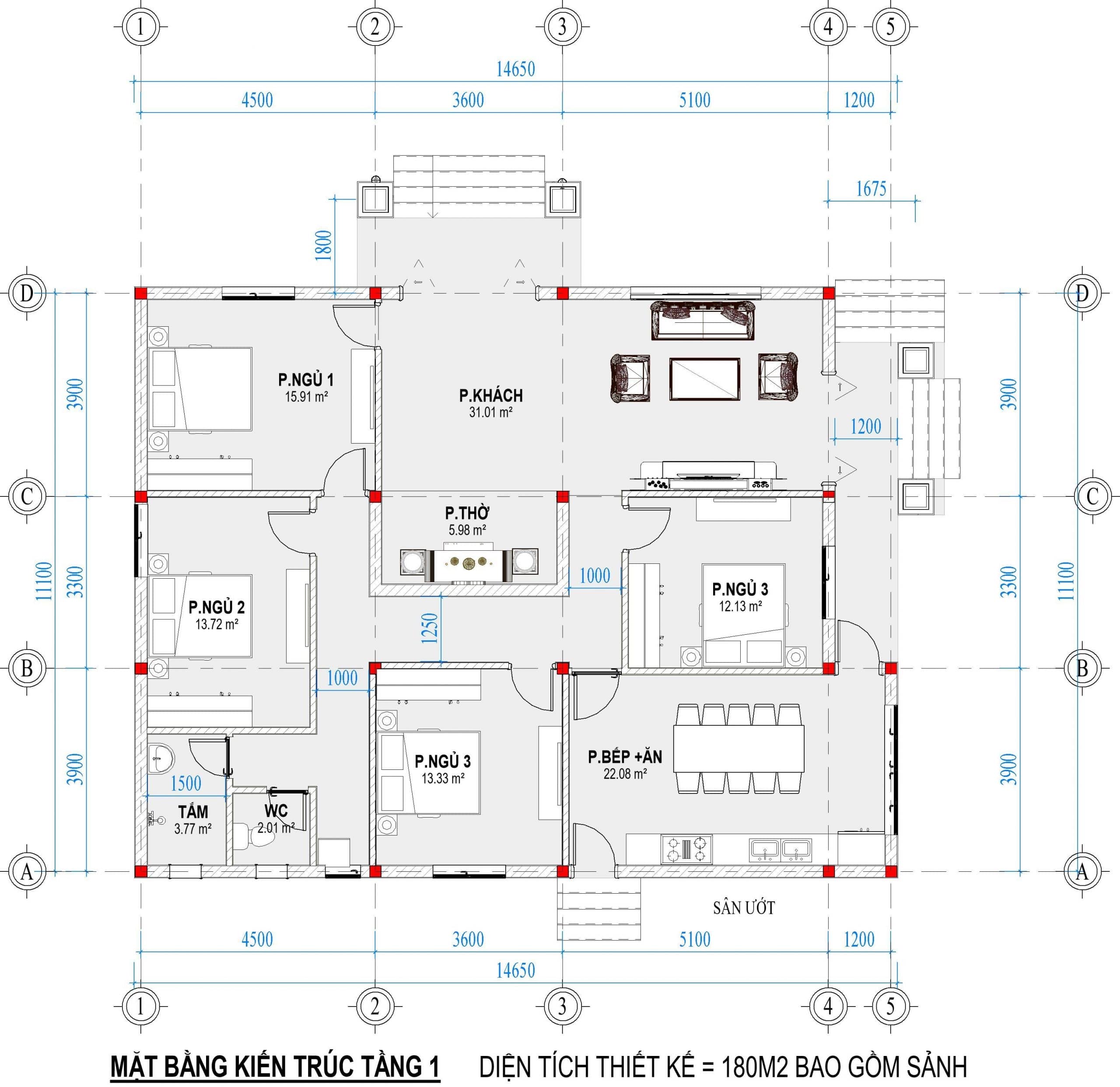 MN101 - Nhà 1 tầng mái Nhật 3 phòng ngủ 150m2 - Nhà Cấp 4 Đẹp