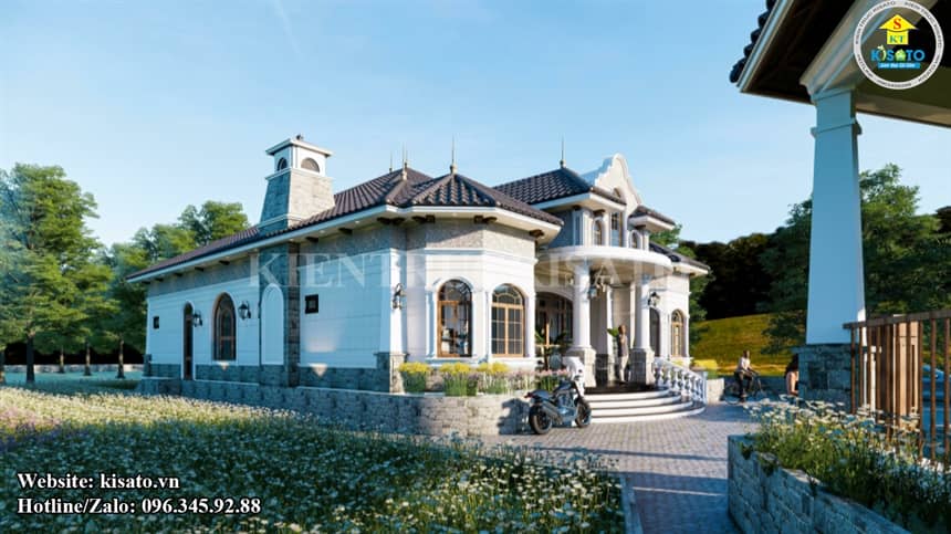 Phối cảnh 3D Nhà vườn 4 phòng ngủ mái Nhật phong cách Châu Âu tại Bình Phước