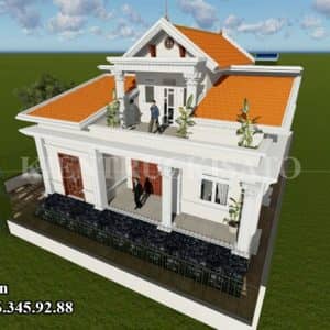 Phối cảnh 3D mẫu nhà cấp 4 mái Thái gác lửng độc đáo
