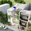 Phối cảnh 3D không gian ngoại thất của nhà phố 2 tầng mái bằng đẹp tại Vĩnh Phúc