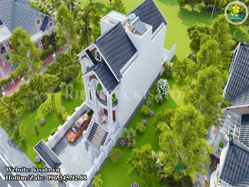 Phối cảnh 3D biệt thự 3 tầng mái Thái tân cổ điển triệu người mê tại Hà Nam