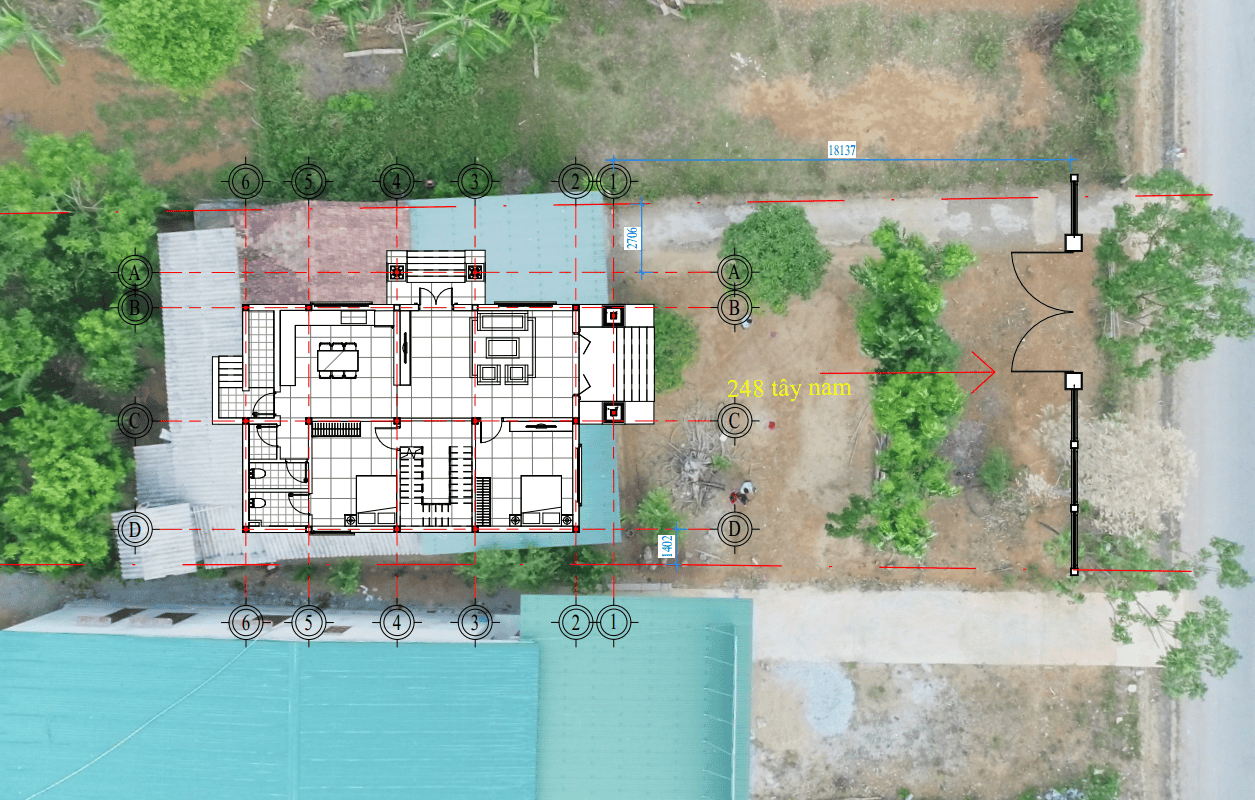 Mặt bằng định vị của biệt thự mái Nhật 2 tầng đẹp không tỳ vết tại Quảng Bình