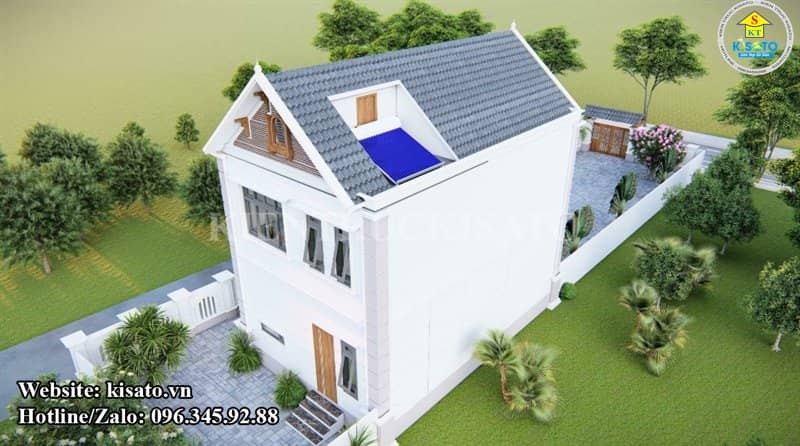 Phối cảnh 3D không gian ngoại thất của biệt thự hai tầng mái Thái đẹp tại Bình Phước