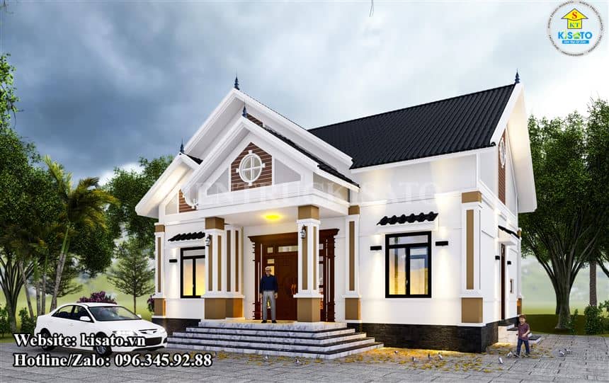 Phối cảnh 3D ngoại thất mẫu nhà cấp 4 mái Thái hiện đại tại Nam Định