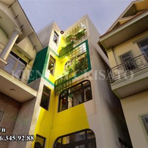 Phối cảnh 3D ngoại thất mẫu nhà phố 4 tầng hiện đại tại TP. Hồ Chí Minh