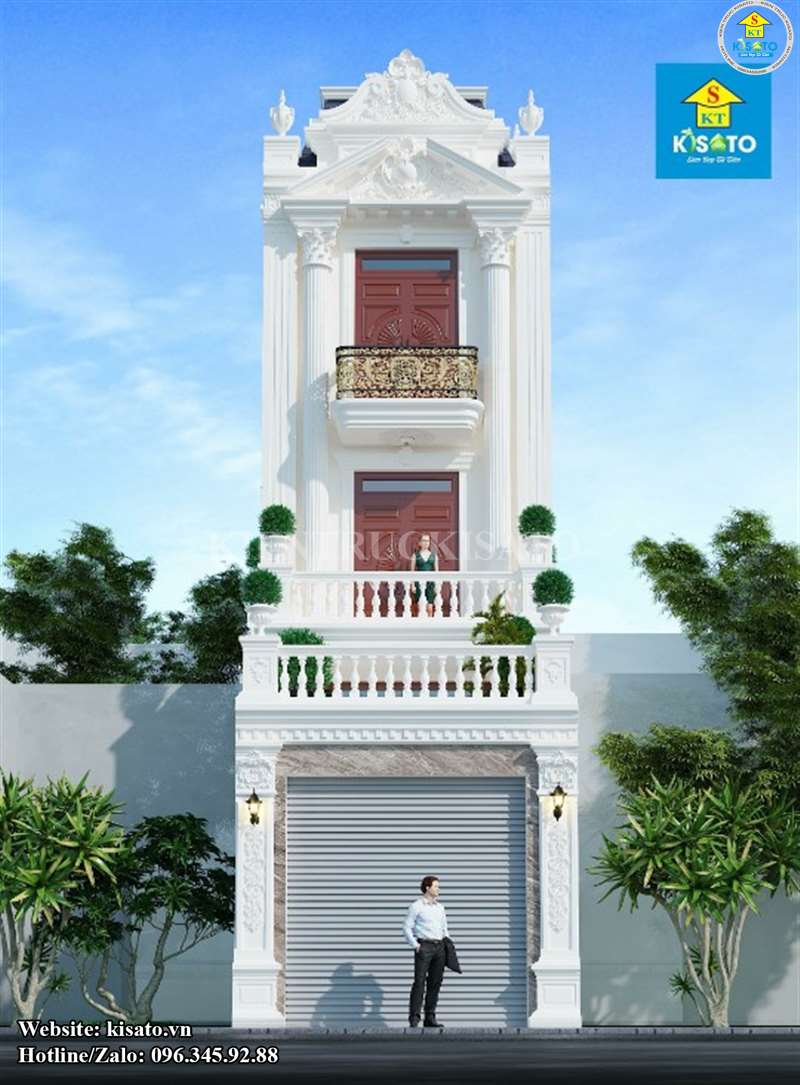 Thiết kế nhà ống 5 tầng mặt tiền 5m phong cách tân cổ điển tại Quảng Ninh |  NOP 0183 | Thiết Kế Nhà