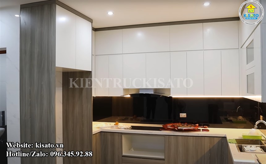 Kisato thi công mẫu nội thất phòng bếp cho biệt thự tại Bắc Ninh