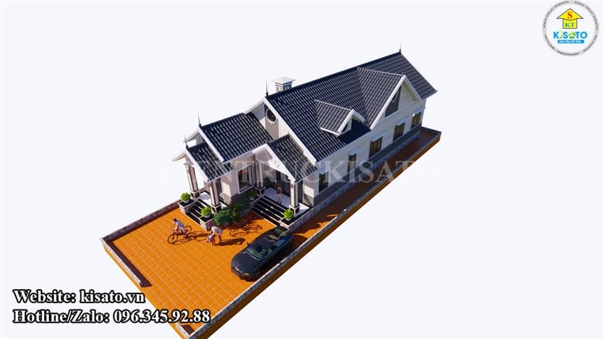 Phối cảnh 3D ngoại thất mẫu nhà cấp 4 mái Thái hiện đại tại Trà Vinh